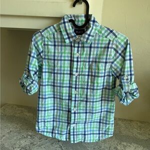 The Children's Place Blue & Green Plaid Button-Down Shirt